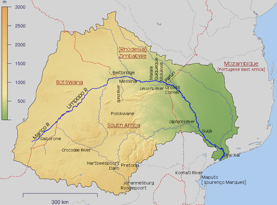 Map of the Limpopo River System and places referred to in Brownie's journals